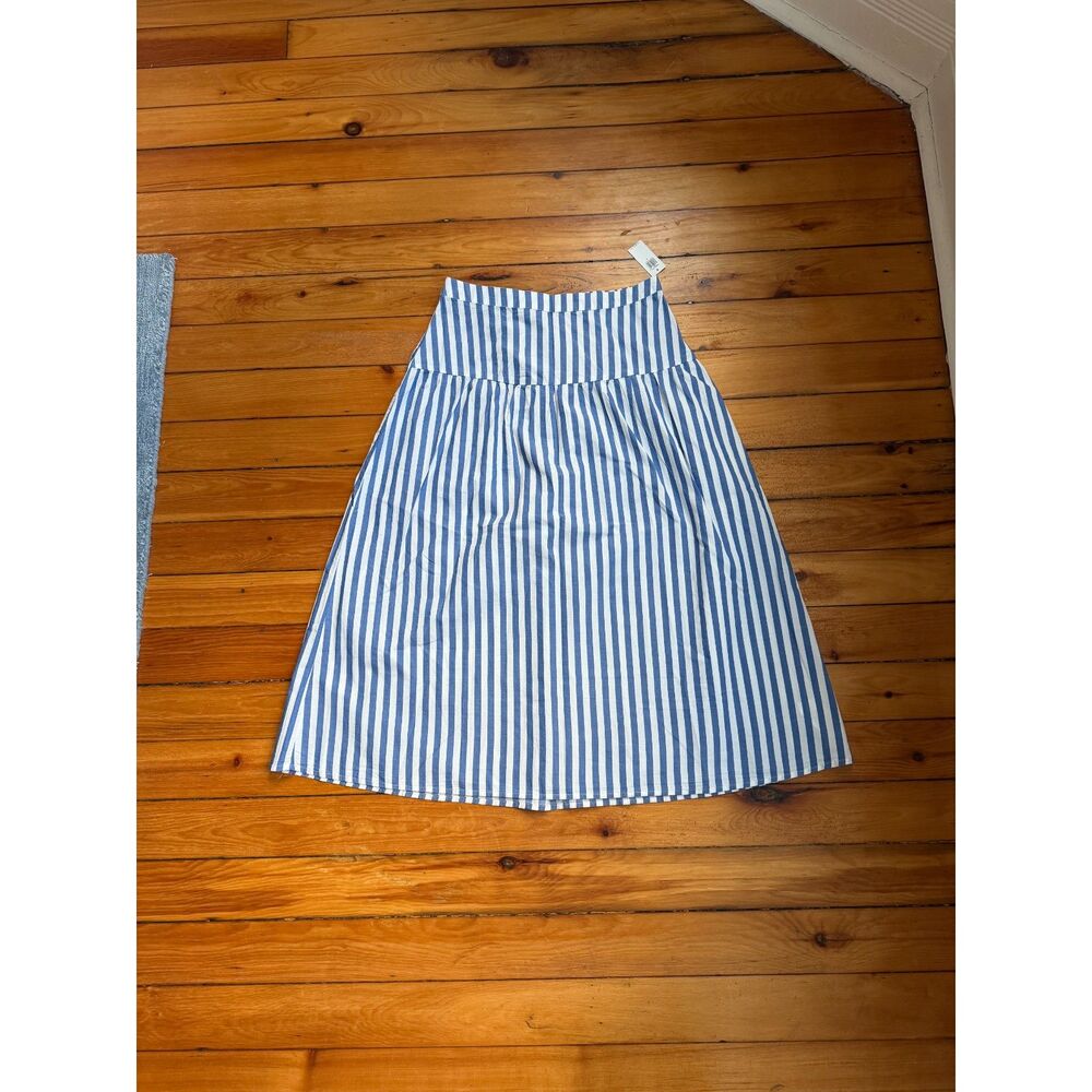 old navy blue and white striped skirt cotton summer midi
